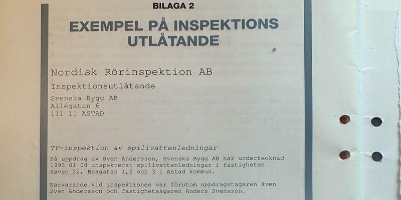Exempel på ett inspektionsutlåtande från T25, utgåva 1993