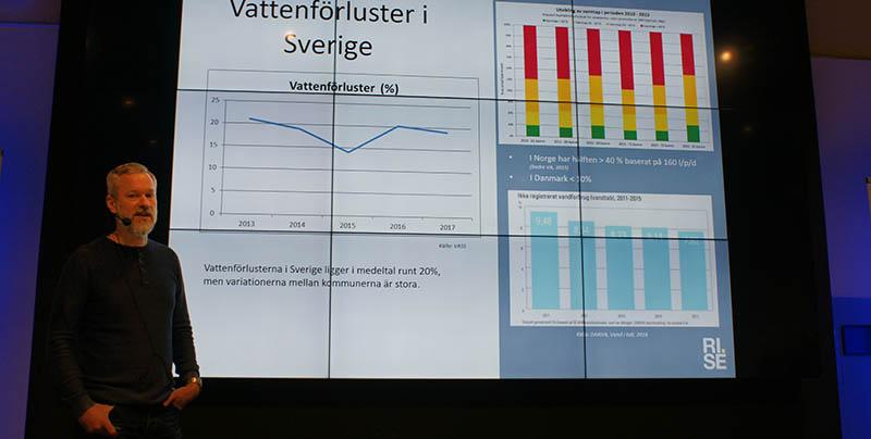 Mathias von Scherling har arbetat på RISE under ett år efter sina tio år på SVOA. Läckage och miljöpåverkan var titeln på hans föredrag. Foto Jan Bjerkesjö